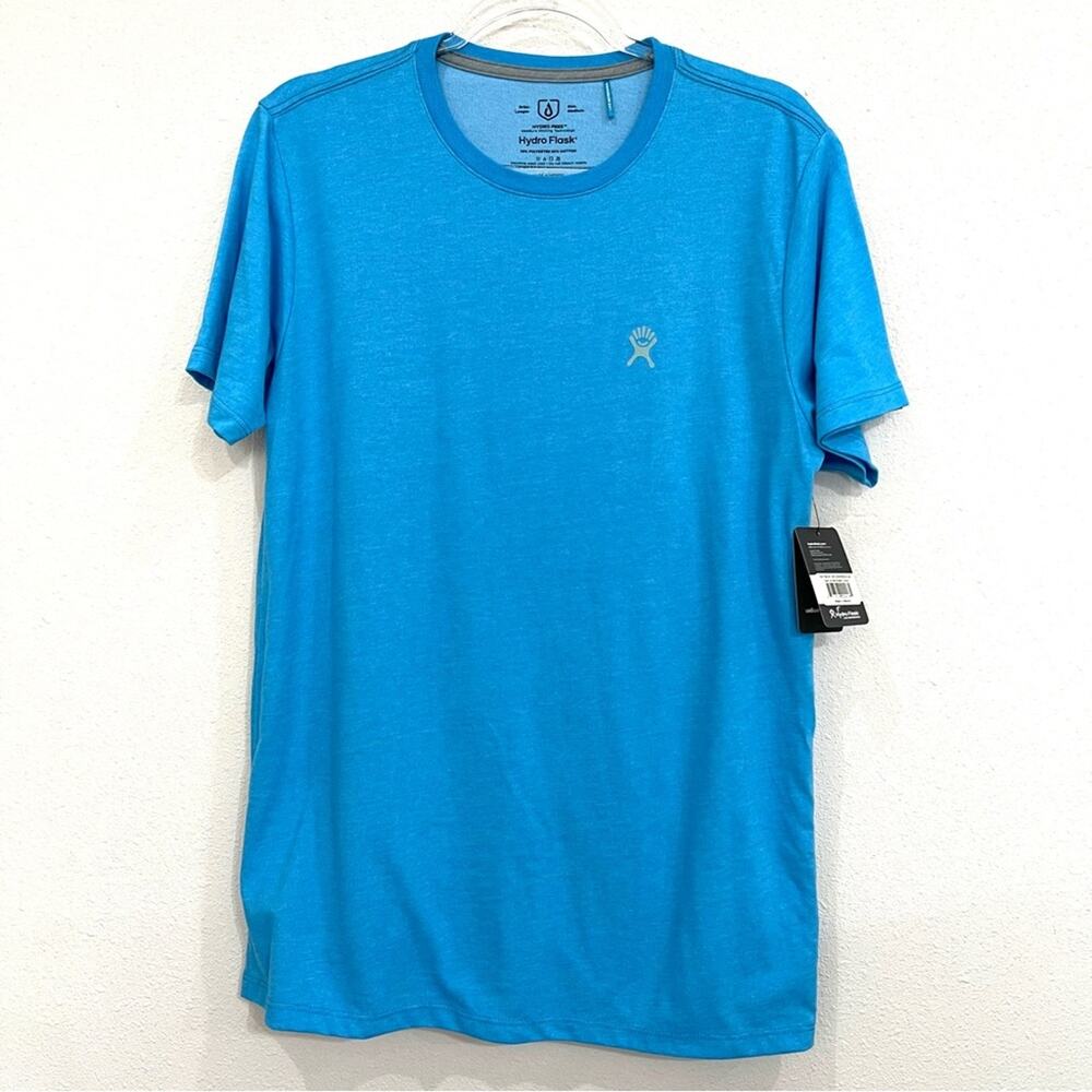 Hydro Flask Ocean Blue Short Sleeve Tee Shirt Reflective Logo - Medium